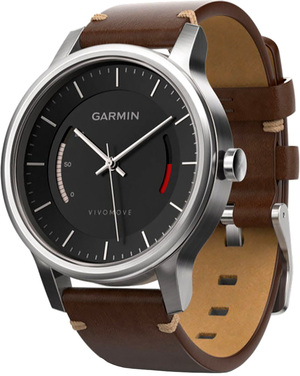 Garmin vívomove Premium, Stainless Steel with Leather Band