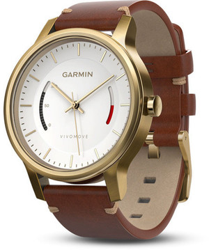 Garmin vívomove Premium, Gold-Tone Steel with Leather Band